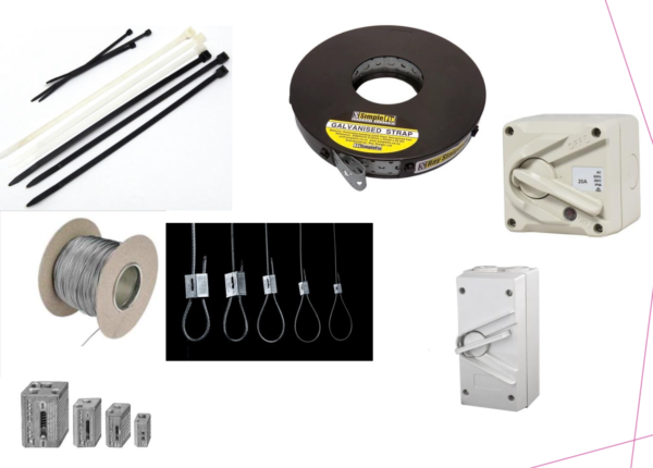 HEATPUMP FITTINGS/CABLE TIE/SIMPLE FIX GALV STRAP/GALVWIRE/ZIP CLIP CABLE LOCK/ISOLATOR
